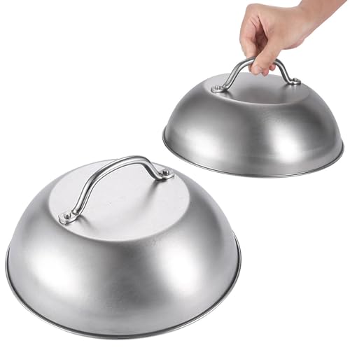 Compatible with Blackstone 5555 Stainless Steel,Commercial Grade Stainless Steel Basting and Steaming Cover,9 Inch Griddle Melting Cheese Dome-Great for Use in Flat Top Grills, 0.6mm Thickness,2 Domes