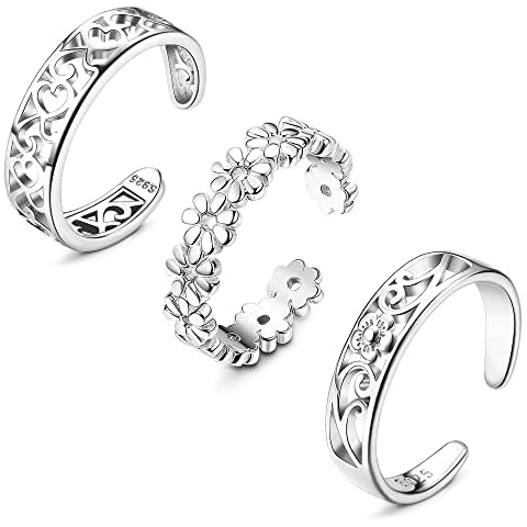 JeryWe Sterling Silver Adjustable Toe Ring Set Cover