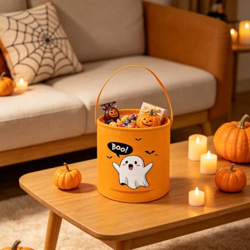 Image of ESSME Halloween Basket Gohst Baskets,Gifts Bins,Book Bins Empty.(Yellow gohst)