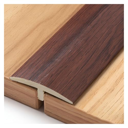 Molduras de aluminio con perfil en T, Moldura en T autoadhesiva de PVC for puerta de suelo, tira de transición de umbral, multicolor, 4x90 cm(Dark Brown)