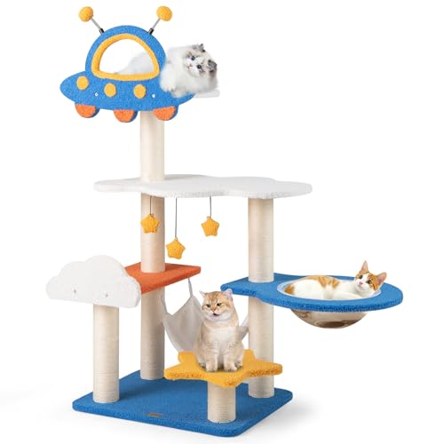 PETSITE 49 inch Cat Tree for Indoor Cats, Space-Themed Multi-Level