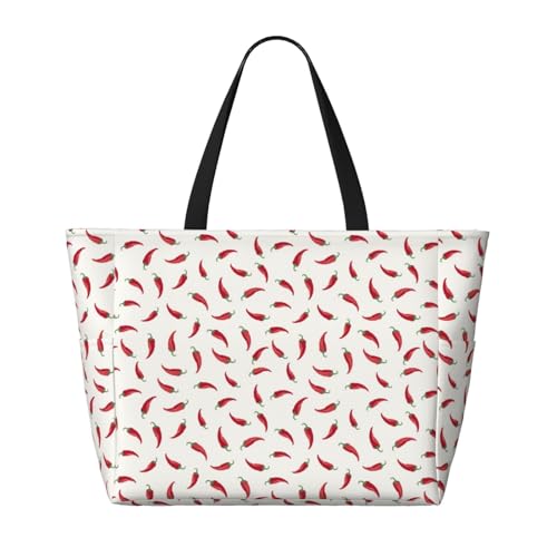 Chili Print Beach Pool Bags Tote For Women Ladies Large Gym Tote Carry On Bag For Weekender Travel Waterproof2