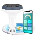 UIUZMAR Smart pH and Chlorine Pool Monitor pH and Salinity Tester 7 in 1 pH, Salt, EC, TDS, Free Chlorine, ORP, and Temperature Floating Solar Charged Chlorine Monitor for Saltwater Pool, Hot Tub