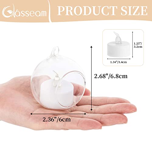 Hängende Teelicht Kerzenhalter 12Pcs Mini Glaskugel Ornament, 6 cm Durchmesser Glas Terrarium Globen Für Hochzeitsfeier Baumdekoration Home Decor