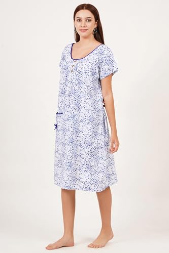 Image of Breezly Woman's Long Short Calf Length Pure Cotton Nighty