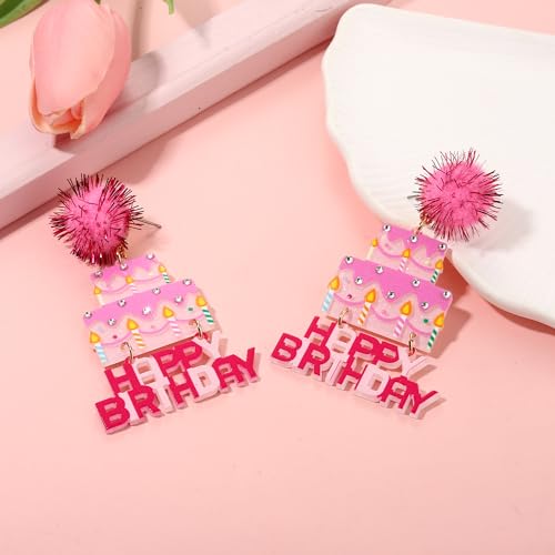 FAERLIIRY Birthday Earrings Beaded Glitter HAPPY BIRTHDAY Letter Drop Dangle Earrings Birthday Party Jewelry Gifts for Women Girls3