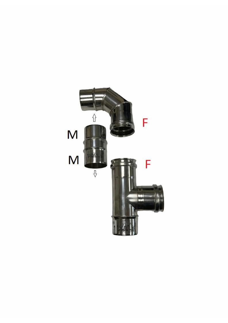 Manicotto maschio/maschio in acciaio inox per canne fumarie D80mm (INOX D 200mm)