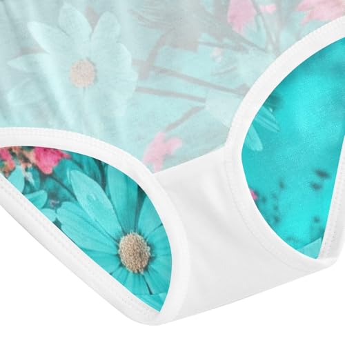 Cotton Toddler Girls Underwear Teal Pink Flowers Little Girl Panties Funny Briefs Girls Undies 2t 5