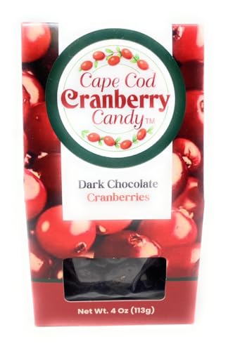 CAPE COD CRANBERRY CANDY Dark Chocolate Covered Cranberries, 4 OZ