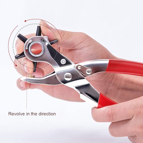 Image of NEU MASTER Hole Punch, Heavy Duty Leather Hole Puncher Revolving Punch Pliers for Leather Craft Belt, Watch Bands, Bags, Dog Collars and More