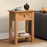 Corona Console Table 1 Drawer Solid Pine Hall Cabinet Wood Wooden Mexican Style Hallway Lamp Stand Slim Narrow Side Table 73cm High 52cm Wide 32cm Deep