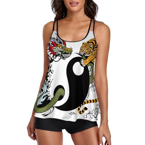 Bikini avec short de garçon ensemble tankini dragon robe de plage