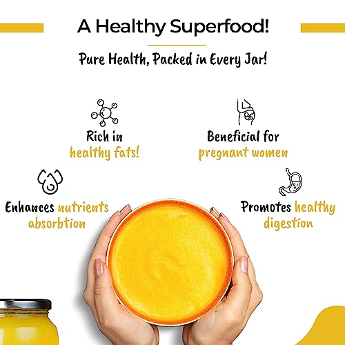 Image of AUMILK Gir Cow A2 Organic Ghee 250ml (Pack of 2) - Bilona Method, A2 Gir Cow Desi Ghee | Curd Churned Gir Gai Ghee | Natural & Premium Makhan Based | Glass Jar