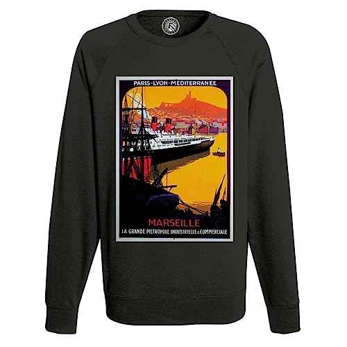 Sweat shirt Marseille homme affiche poster vintage voyage art déco 30's pull confort