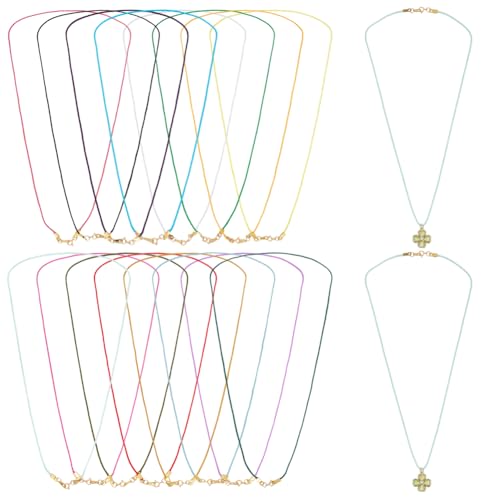 PH PandaHall 16pcs Cordon en Nylon pour la Fabrication de Collier Bijoux 16 Couleurs 52.5cm Collier Tressé en Corde avec Fermoir Doré Chaîne de 1.5 mm pour...