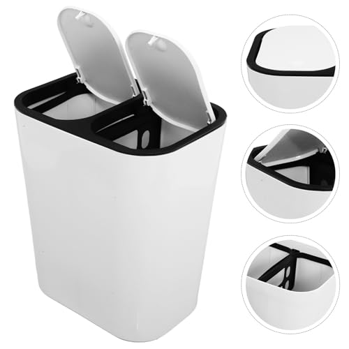 Bote de basura doble con tapa para cocina y hogar miniatura 7