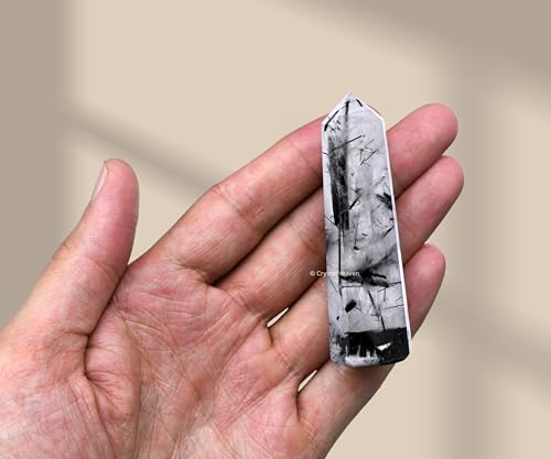 Image of Crystal Heaven Certified Black Rutilated Quartz Tower Obelisk Point For Chakra, Healing And Balancing - Aaa Grade Original Certified Gemstone Agate For Reiki Meditation Yoga Spiritual (2-3 Inches)