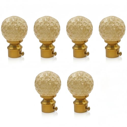 Image of Atlantic Curtain Rod Finials Set of 6, Decorative Textured Resin Globe Finials with Gold Finish for Standard Drapery Rods