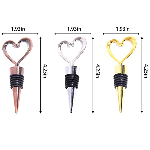 Tokerut 3 Pcs Heart Wine Bottle Stopper Stainless Steel Reusable Beverage Bottle Stoppers For Kitchen Bar Decor Keeps Wine Fresh And Gifts thumb #4