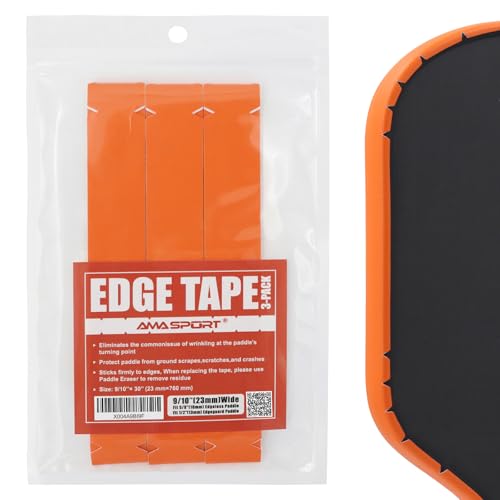 AMA SPORT Pickleball Paddle Edge Guard Tape 3 Pack Protection Tapes 23mm Width Paddle Edge Cover Perfectly Fits Curved Without Wrinkling (Orange)