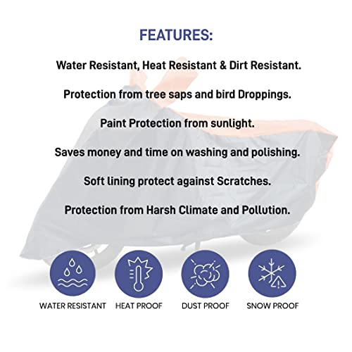 Image of Hunter 350 Two Wheeler Bike Cover Accessories - Dustproof - UV Protection - Premium Bike Cover Black Orange