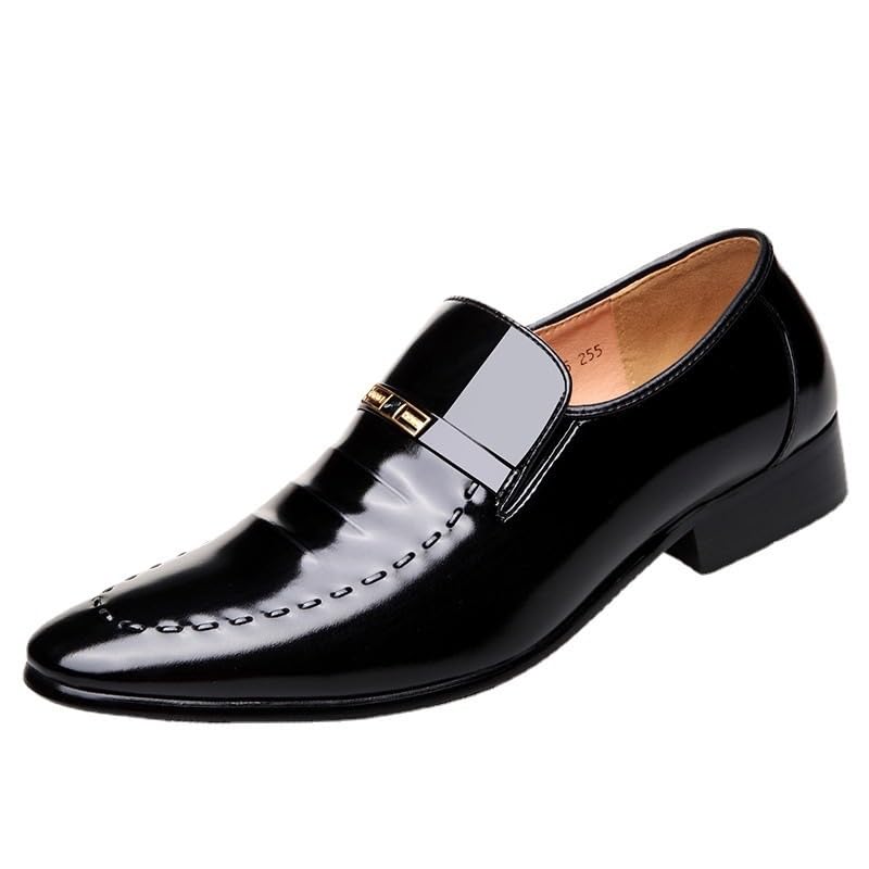 Mens Leather Fashion Oxford Shoes Prom Wedding Business Office Dress Shoes Casual Non-Slip Low Block Heel Work Shoes