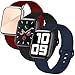 Produktbild INZAKI Kompatibel mit Apple Watch Armband 42mm 44mm, Classic Sport Ersatzband aus weichem Silikon für Armband für iWatch Serie 6/5/4/3/2/1,SE, Sport, S/M, Schwarz/Midnight Blue/Wine Red