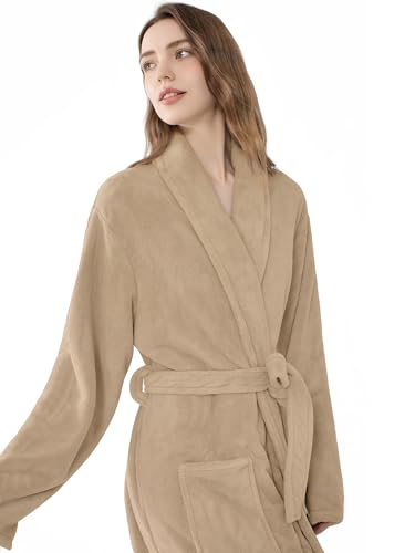 Image of Soft Robe For Women,Warm Plush Bath Robes Female,Spa Towel After Shower Lightweight Long Bathrobe