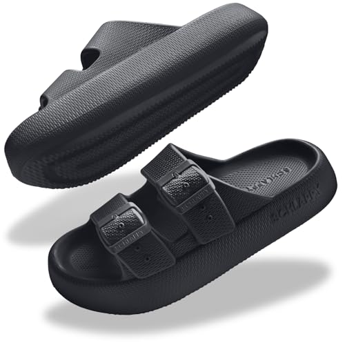 SCHLAPPY Original Belt Badeschuhe für Damen & Herren Badelatschen-Wolkenschuhe 100% Plastikfrei Wasserfest & Rutschfest (Schwarz EU Schuhgrößensystem Erwachsene Numerisch (von/bis) M 38 39)