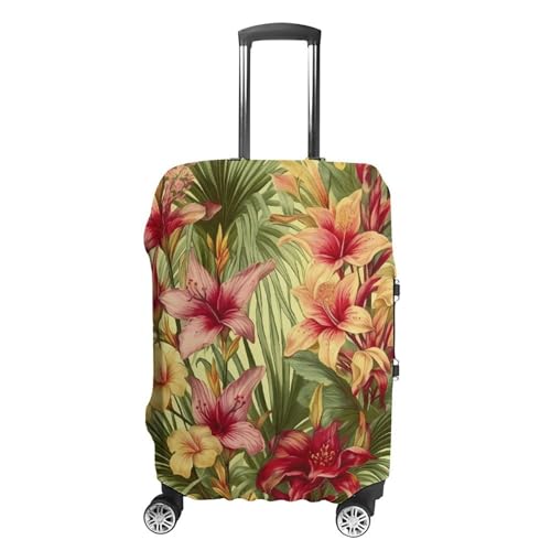 GFLFMXZW Housse de bagage de voyage élastique pour valise, housse de protection anti-rayures, housse décorative pour adulte, Fleur de palmier tropicale, S