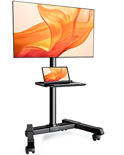 Fitueyes Mobile Tv Cart With Wheels For 23-60 Inch Lcd Led Flat Curved Screen Tvs Up To 77 Lbs Mobile Rolling Tv Stand With Height Adjustable Shelf Trolley Floor Stand Max Vesa 400X400 (Black) #TOP30