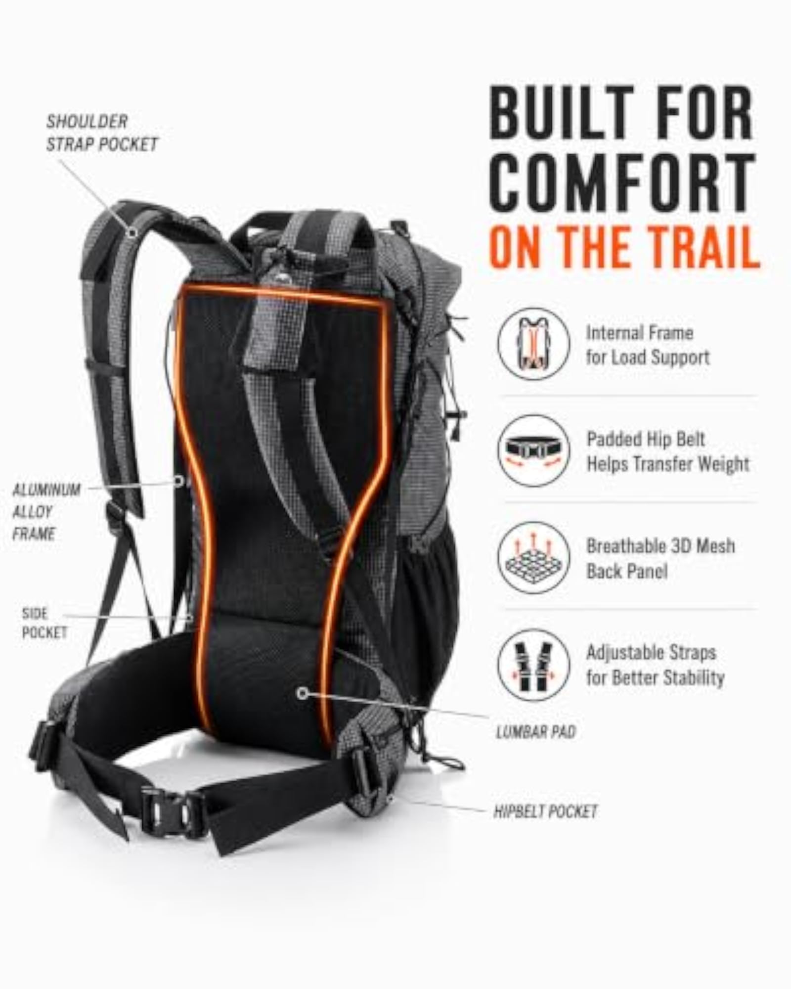 Lightweight Internal Frame Hiking Backpack