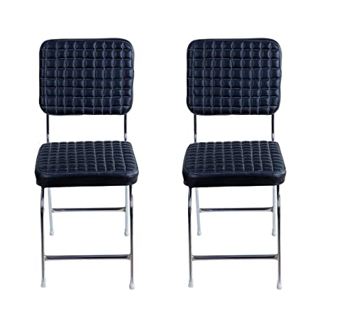 Image of WINIFRED Crome Steel Comfortable Visitor /Study /Hostel Desk Chair with Black Bonded Leather Weight Holds up to 120 kg (Pack of 2)