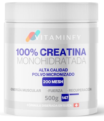 Creatina 100% Monohidratada Sin Sabor 500G Creatine en Polvo Calidad 200MESH Creatina Monohidratada Polvo Micronizado Vegana Sin Gluten para Energía Muscular, Fuerza y Recuperación