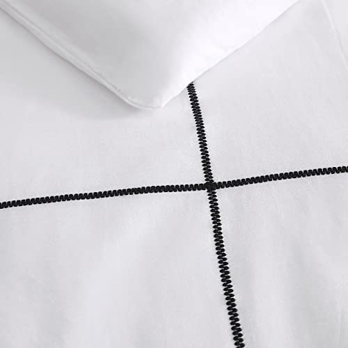 Vera Wang - Queen Duvet Cover Set, Soft Bedding Set with Matching Shams, Button Closure, Chic Room Essentials (Zig Zag White, Queen) - Thumbnail 7