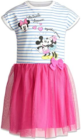 Disney Minnie Mouse Toddler Girls Fashion Short Sleeve Dress Blue/Pink 4T