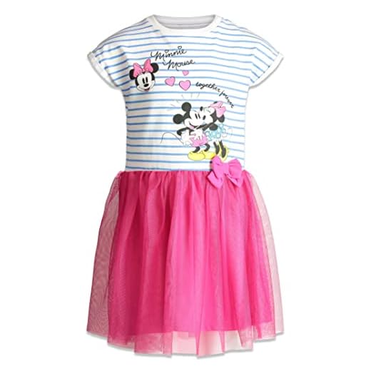 Disney Minnie Mouse Toddler Girls Fashion Short Sleeve Dress Blue/Pink 4T