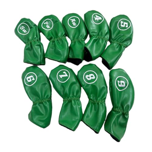 LIXSAZSE Lot de 9 Couvre-têtes de fers Golf, Accessoires Golf Tendance, Protections pour têtes fers Vertes, Vert, 17 x 7 x 1.2 cm – vue 6