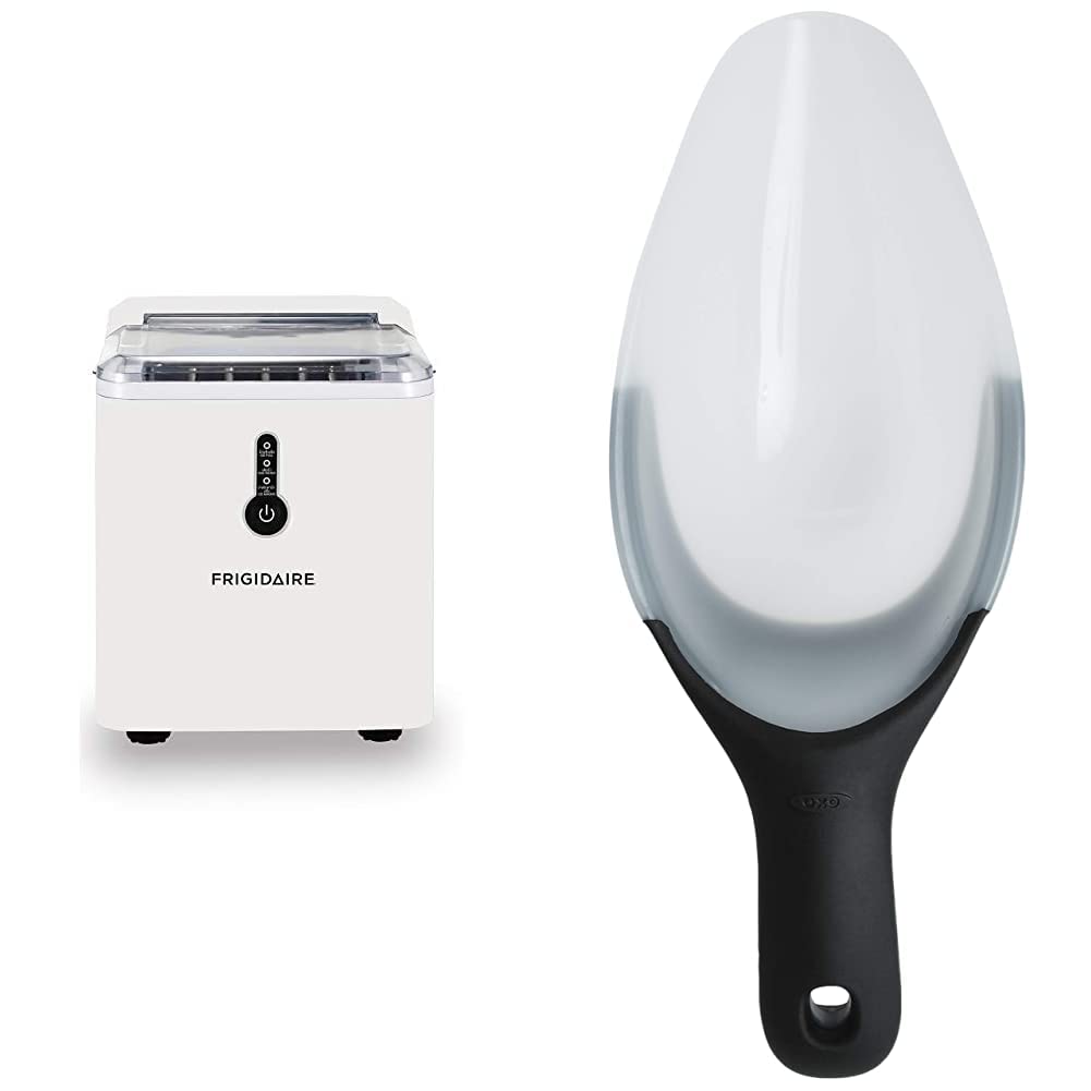 Frigidaire EFIC102-WHITE Portable Compact Maker, Counter Top Ice Making Machine, White, 26lb per Day & OXO Good Grips Flexible Scoop