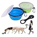 BOSCOW Faltbarer Hundenapf, 2 Stück Hundenapf Faltbar 450 ml Tragbarer Silikon Trinknapf Auslaufsicher mit Deckel, Karabiner und Kotbeutelhalter für Katzen, Hunde, Reisen, Wandern und Camping