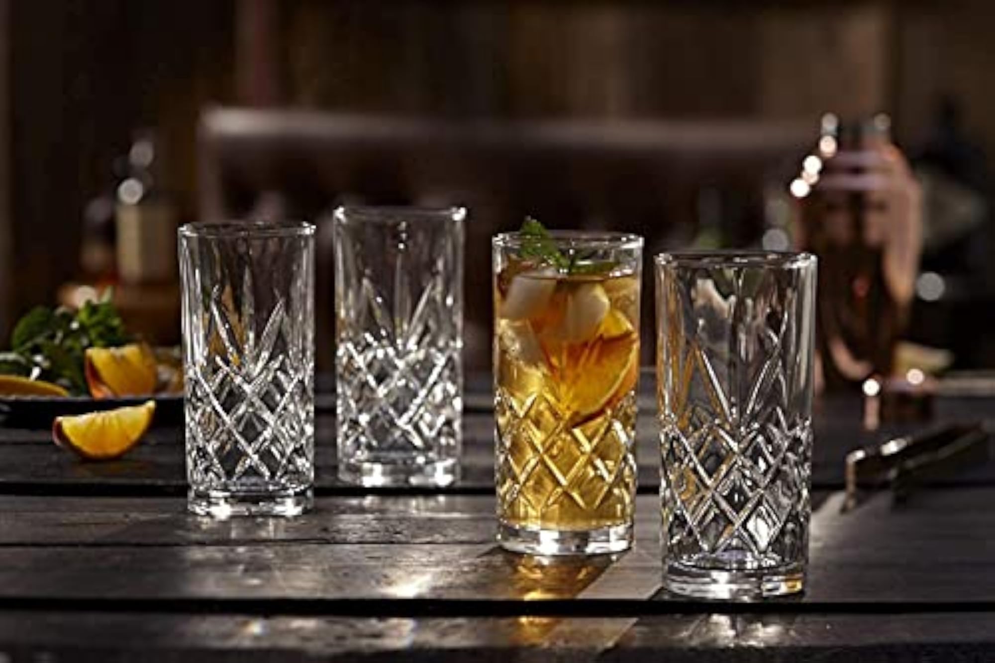 Italian Premium Square Highball Glasses, Set of 4