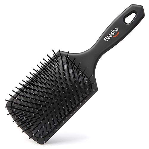Baasha Large Square Paddle Brushs for Hair Women Large Hair Brushes for Women Hairbrushes Detangling for Long Hair Flat Hair Brush for Detangling Women Paddle Hair Brush For Straightening Black