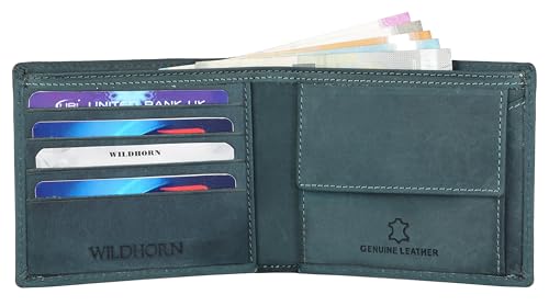Image of WildHorn Men Leather RFID Protected Wallet, Blue