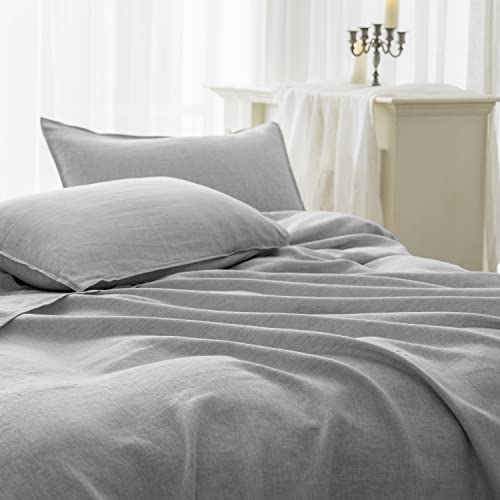 Everly Hemp King Size Sheets Set, Natural Premium Hemp Sheets, Deep Pocket 4 Piece Bed Sheet Set, Easy-Fit Breathable Cooling Sheets, Wrinkle Fade Resistant Sheet Sets，Light Grey #TOP2