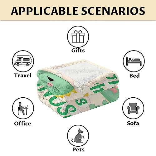 Dinosaur Blanket Gifts - 30"x40" Cute Throw for Girls - Green Soft Fuzzy Blankets for Couch & Office
