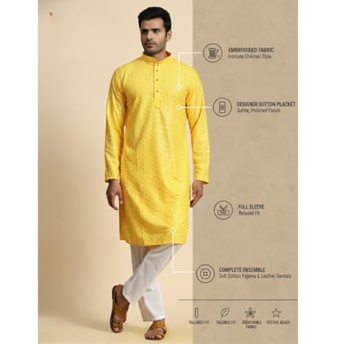Image of Pro-Ethic Style Developer Mens Indian Traditional Cotton Kurta Sets, Men Kurta Set Indian Wedding Dress (A-117)