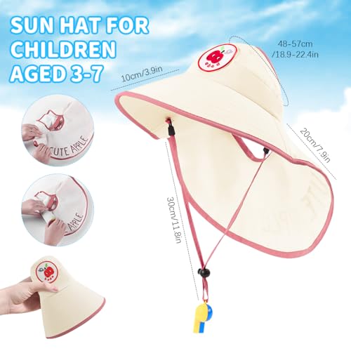 Image of SNOWIE SOFT Wide Brim Sun Hat for Kids Girls with Neck Flap Shawl, UPF 50+ Adjustable Chin Strap Sun Protection Hat for Girls 2-10 Years Old, Summer Breathable Sun Visor Hat Windproof Beach Hat