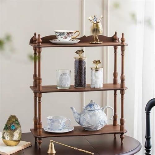 3-Tier Wooden Countertop Storage Rack - Mug Holder & Cup Display Stand - Desk Shelf Organizer for Living Room & Dining Room - Practical Home Decor