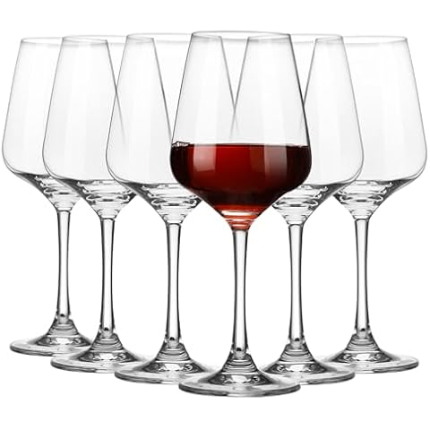 Ansukow Red Wine Glasses Set of 6-Premium Crystal Long Stem Wine Glasses,13 Oz Red or White Wine Glass with Stem,Perfect for Party,Restaurant, Christmas,Wedding and Home,Dishwasher Safe Cover
