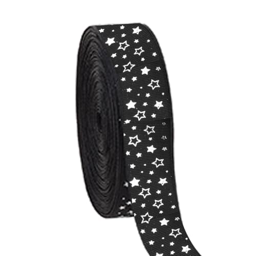 PH PandaHall 25 Yards Star Ribbon, 1" Christmas Star Patriotic Ribbon Black Grosgrain Ribbons Decorative Printed Craft Ribbons for Bows Wreath Making Gift Wrapping Crafting Home Decor Independence Day